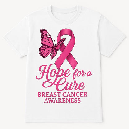 Breast Cancer Shirt, Hope for a Cure Shirt Design, Hot Pink Ribbon Butterfly, Cancer Support, Cancer Support Gift, Cancer Walk Shirt
