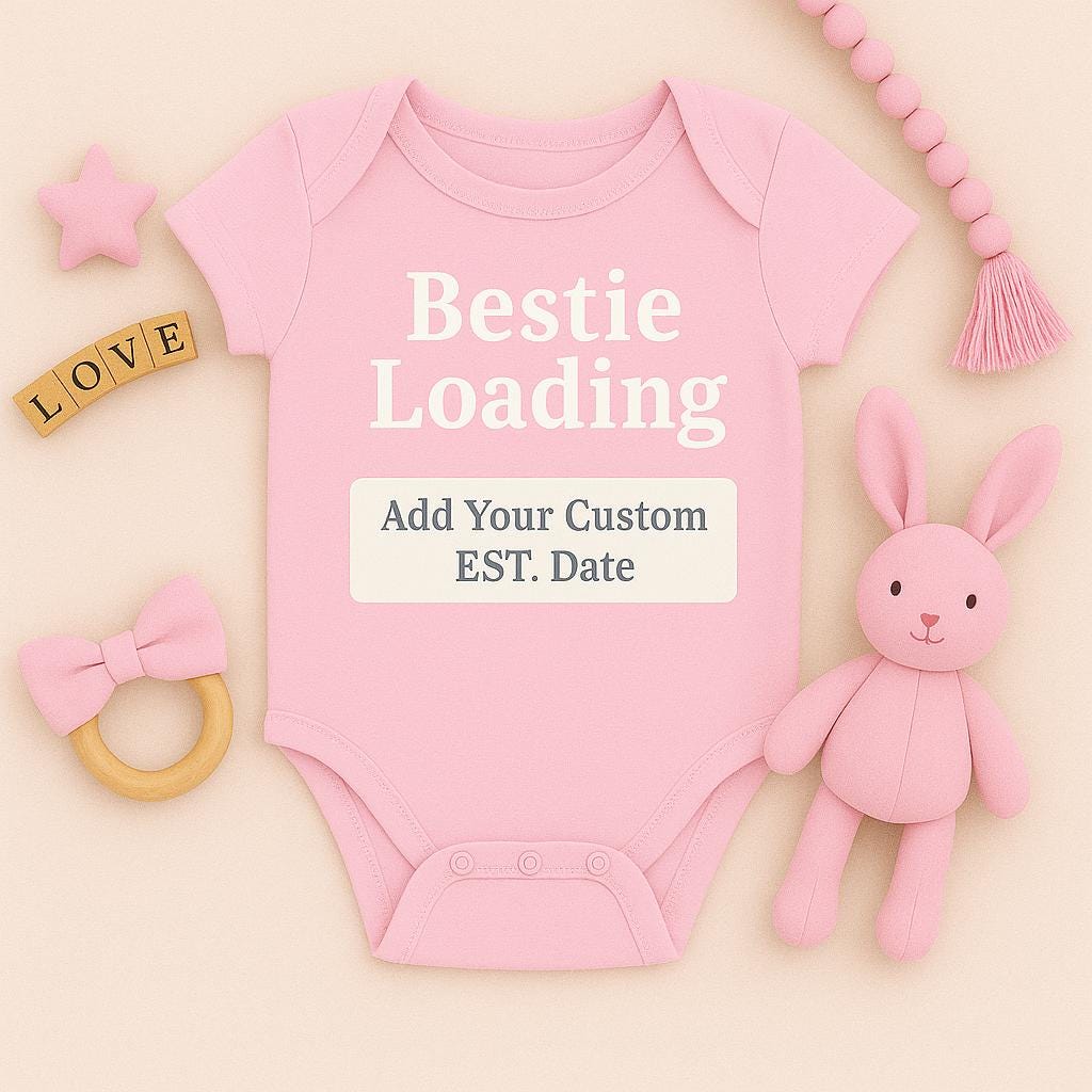 Bestie Loading Baby Onesie, Custom EST. Date Bodysuit, Personalized Baby Shower Gift, Newborn Outfit