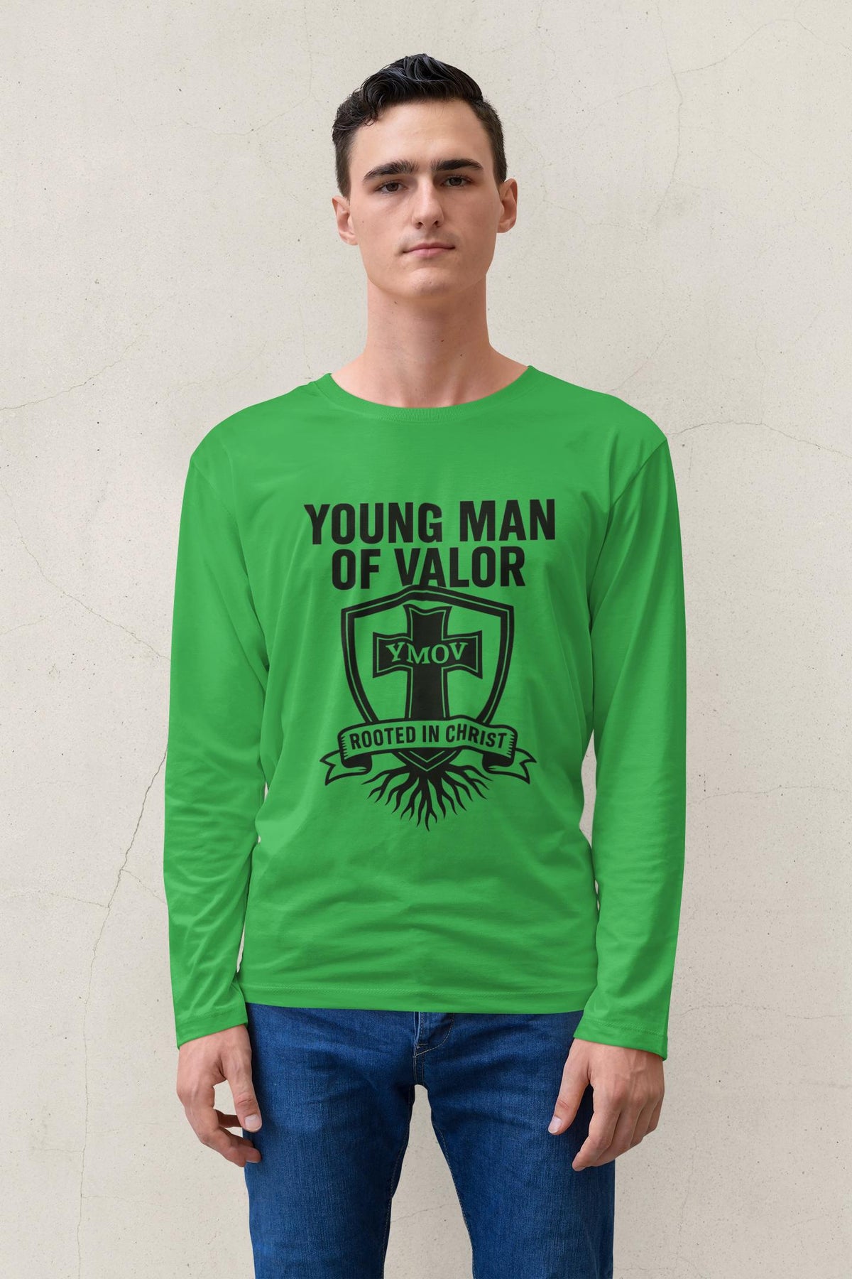 Young Man of Valor Shirt, Christian Men’s Tee Long Sleeve or Short Sleeve, Faith Based Apparel, Scripture Shirt Gift
