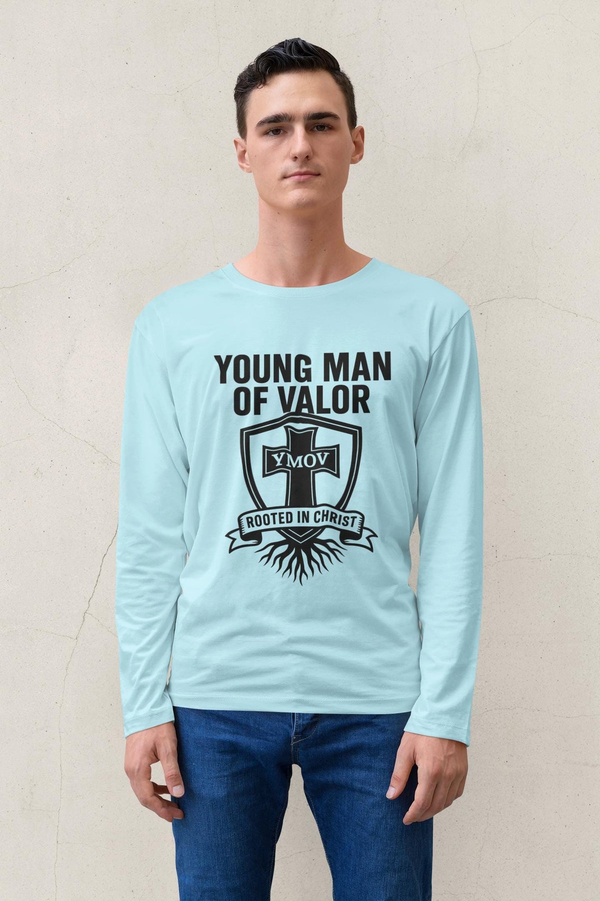 Young Man of Valor Shirt, Christian Men’s Tee Long Sleeve or Short Sleeve, Faith Based Apparel, Scripture Shirt Gift