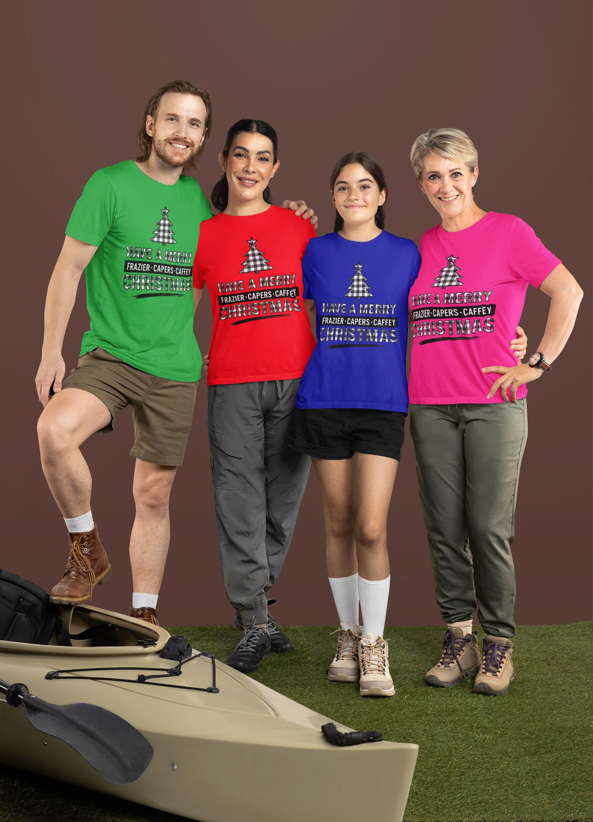 Custom Family Christmas Shirt, Buffalo Plaid Tree T-Shirt, Have a Merry Christmas Tee, Personalized Family Name Shirt, Matching Pajama Shirt