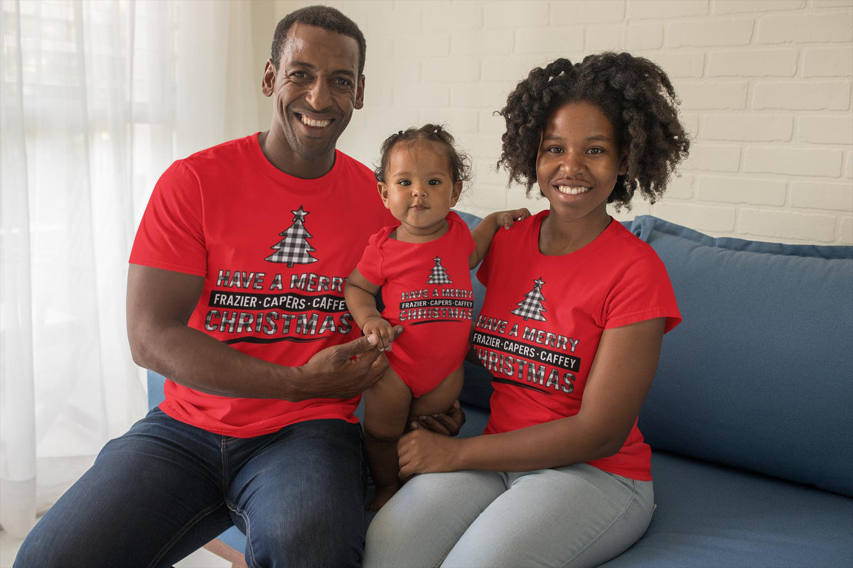Custom Family Christmas Shirt, Buffalo Plaid Tree T-Shirt, Have a Merry Christmas Tee, Personalized Family Name Shirt, Matching Pajama Shirt