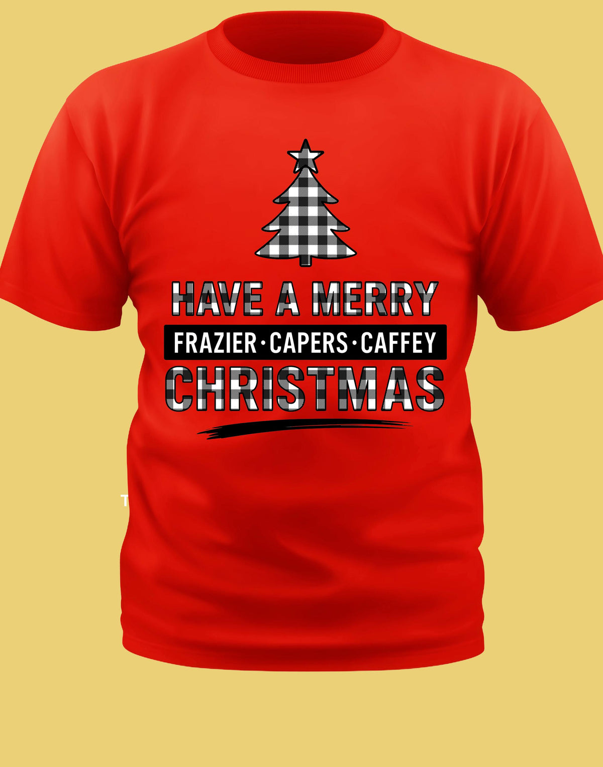 Custom Family Christmas Shirt, Buffalo Plaid Tree T-Shirt, Have a Merry Christmas Tee, Personalized Family Name Shirt, Matching Pajama Shirt