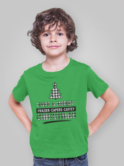 Custom Family Christmas Shirt, Buffalo Plaid Tree T-Shirt, Have a Merry Christmas Tee, Personalized Family Name Shirt, Matching Pajama Shirt