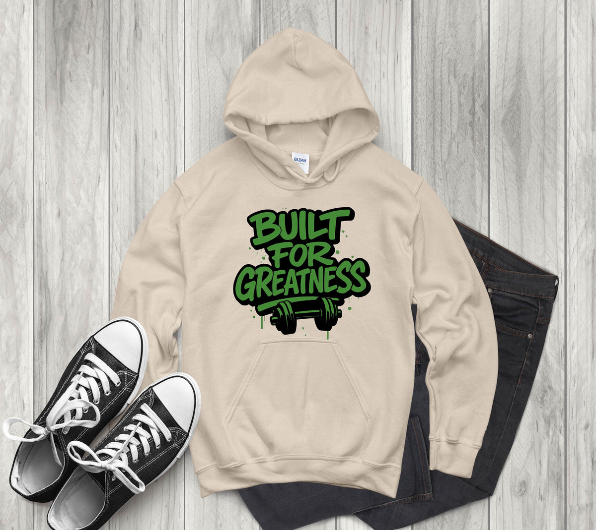 Built for Greatness Hoodie, Motivational Gym Hoodie, Unisex Inspirational Hoodie, Heavyweight Hoodie, Gift for Him or Her, Confidence Hoodie