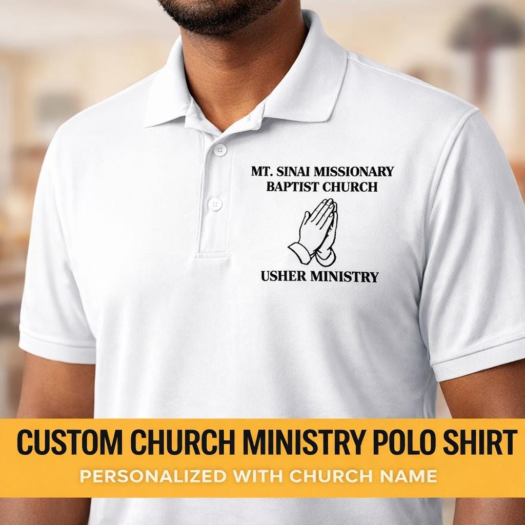 Custom Church Ministry Polo Shirt, Usher Ministry Polo, Personalized C