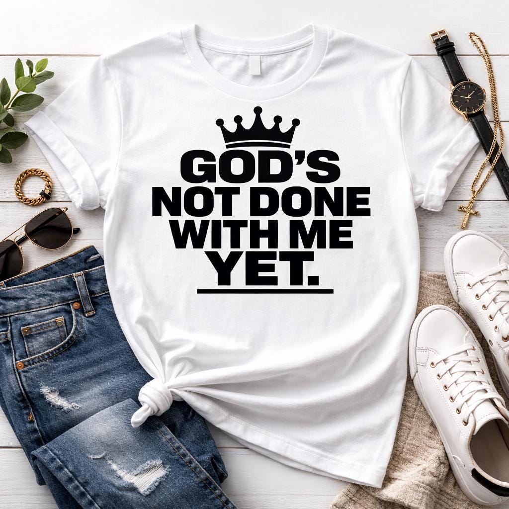 God’s Not Done With Me Yet Shirt, Christian Statement T-Shirt, Faith Graphic Tee, Inspirational Unisex Shirt, Religious Streetwear Top