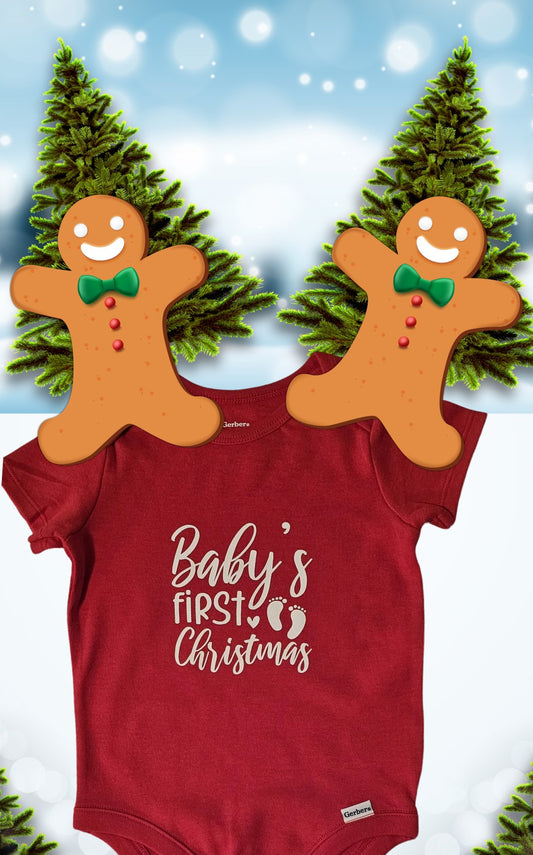 BABY GIRL FIRST CHRISTMAS ONESIE RED