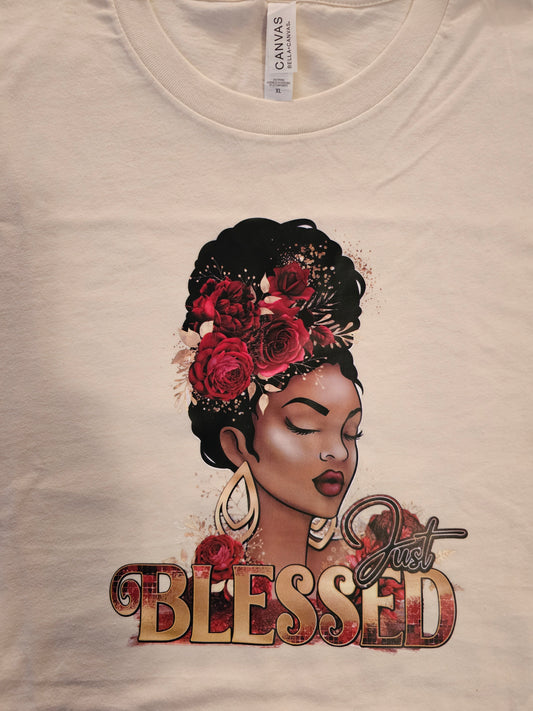 JUST BLESSED FEMALE T SHIRT